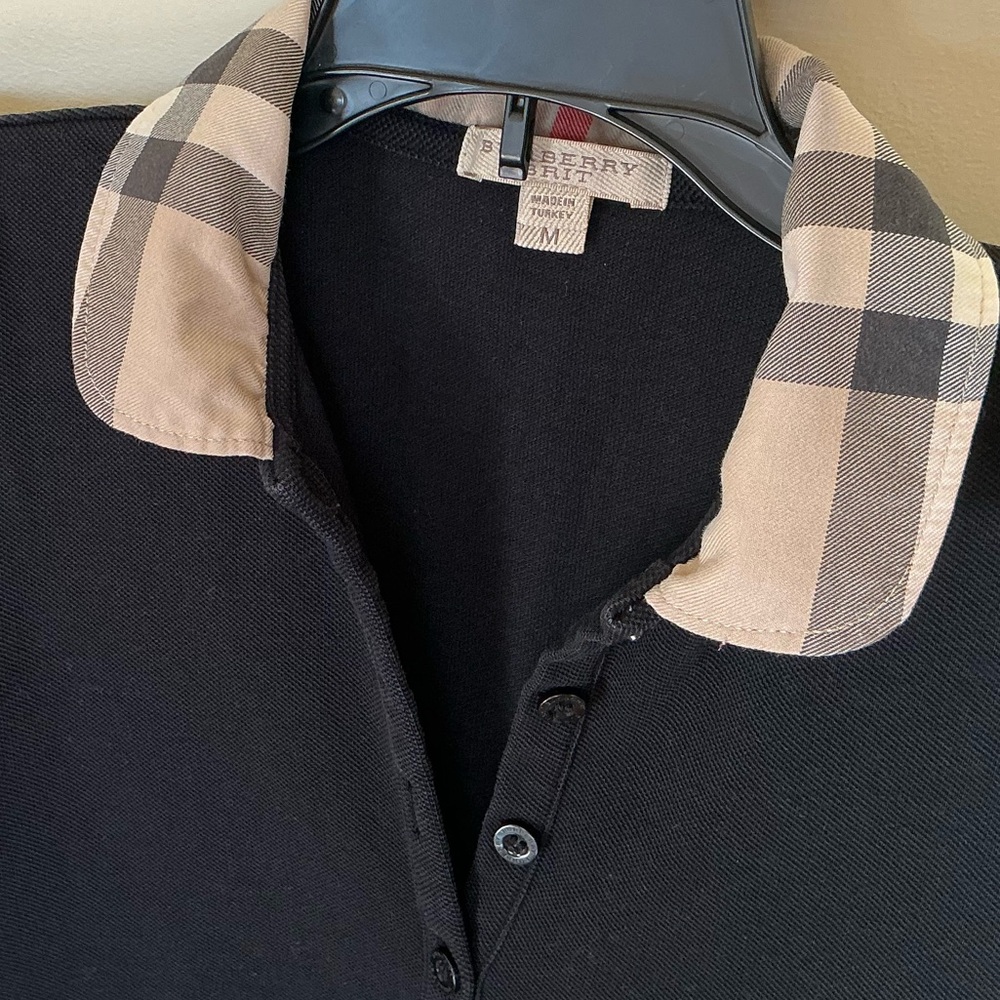 Burberry Brit Black Novacheck Collar Polo Shirt - Picture 3 of 11